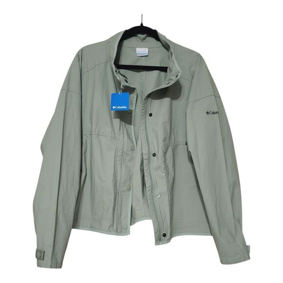 Columbia Womens Sage Lake Windbreaker Jacket XL New Ripstop Canvas Cargo Green - Picture 5 of 8